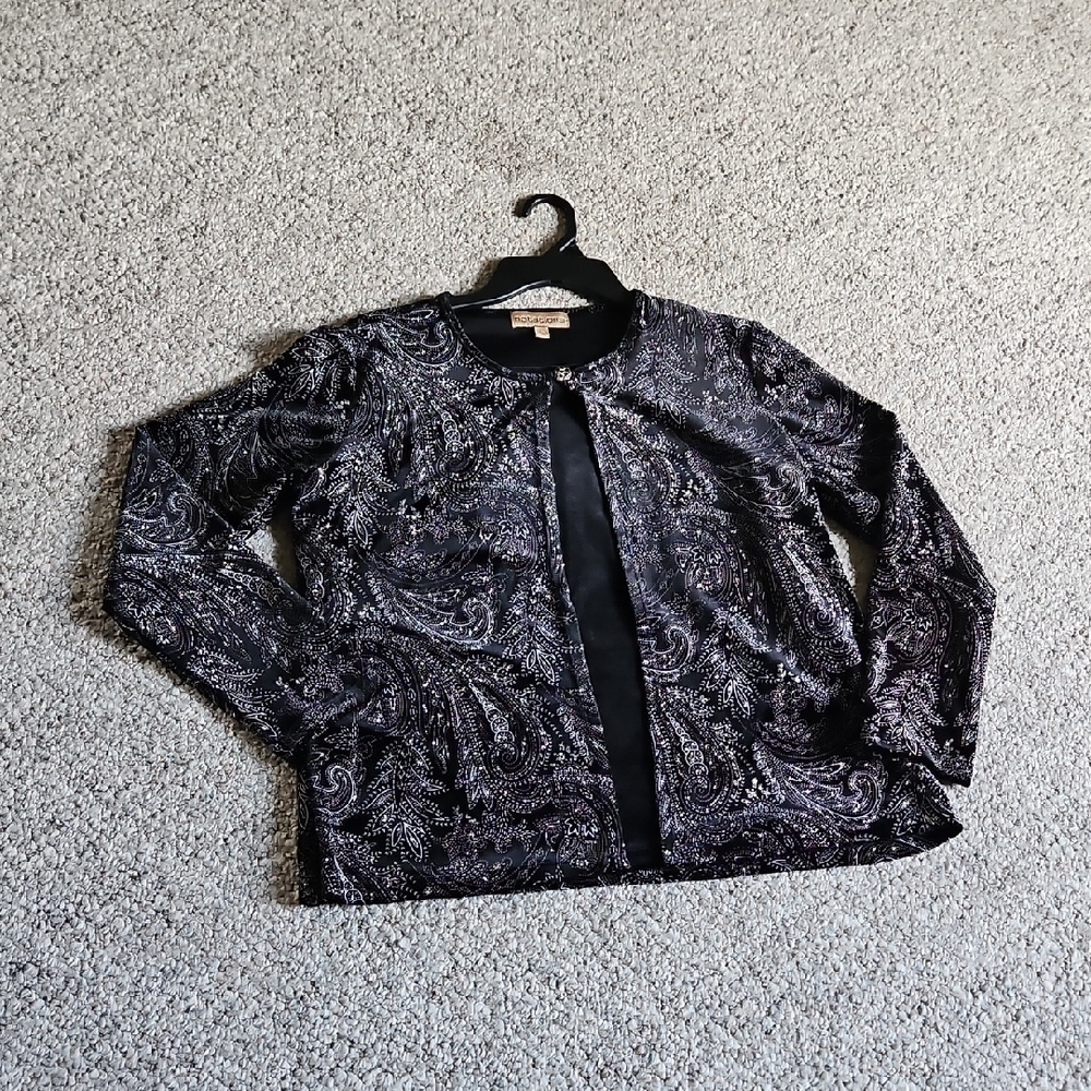 Notations Black And Silver Glitter Velvet Pattern… - image 1